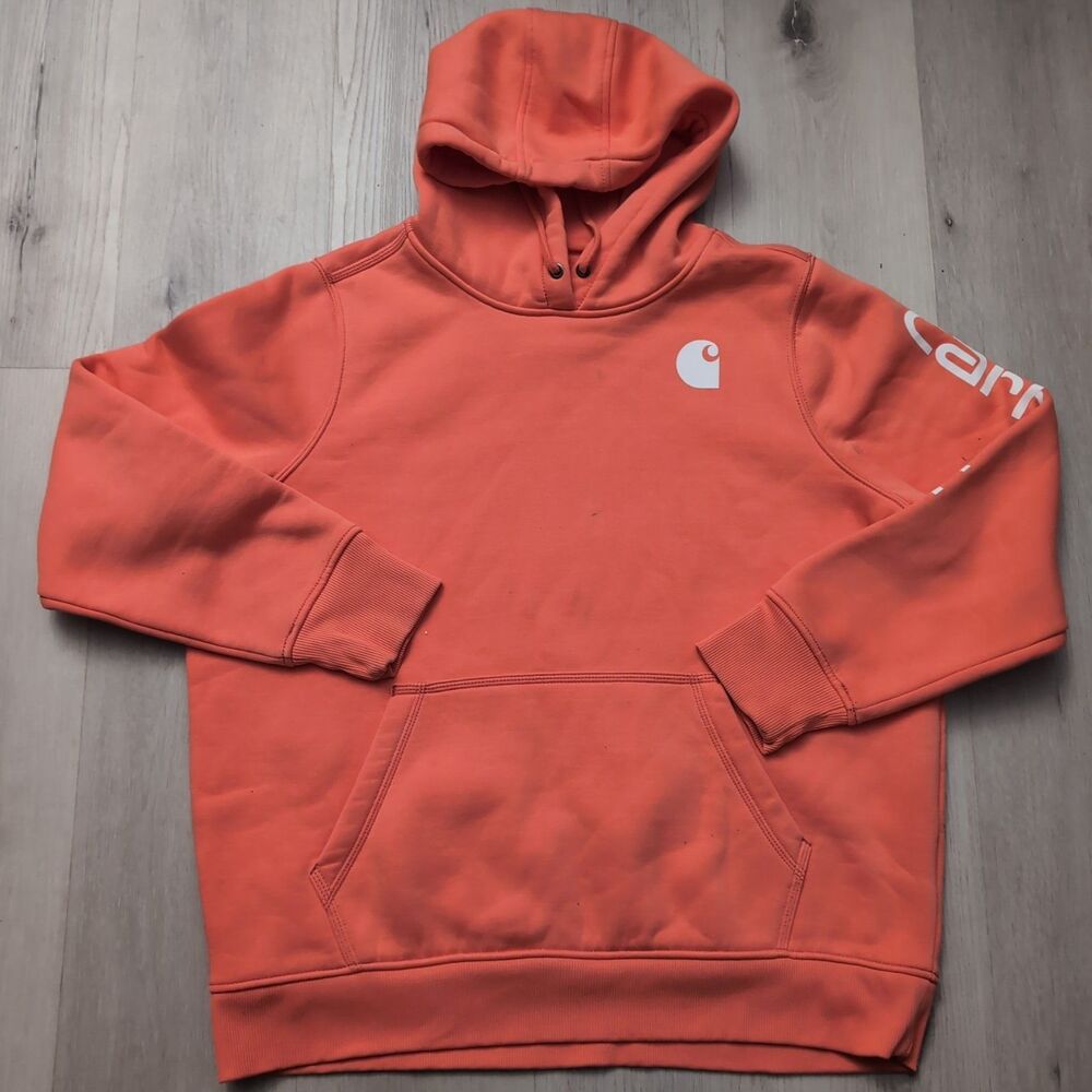 Carhartt Women ICONIC Logo Sweatshirt Size XL 16-18 Coral Glow Relaxd